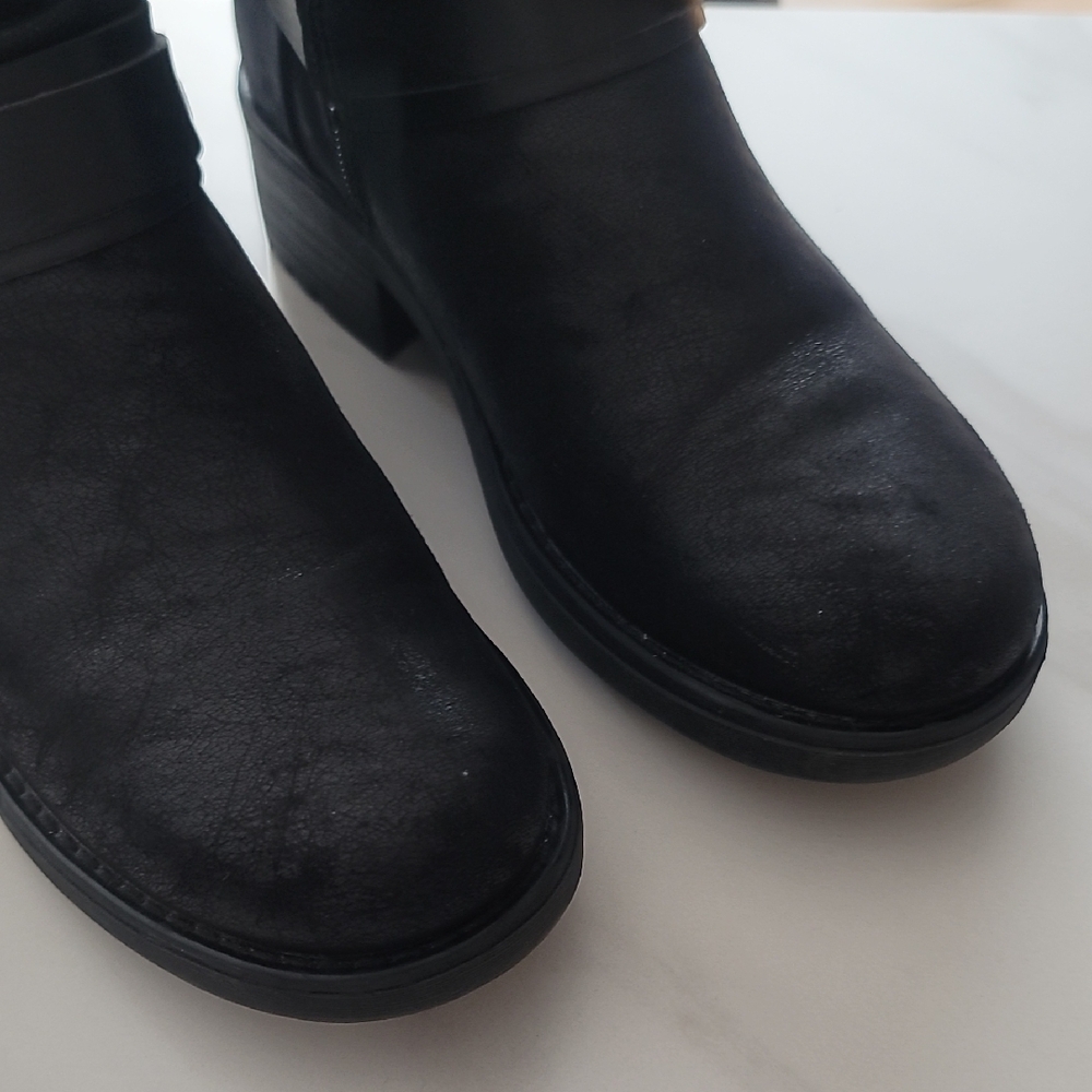 BULLBOXER 9 Black Casual Grunge Indie Y2K EUC Moto Combat Chunky Heel Ankle Boot - Picture 11 of 15